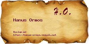 Hanus Ormos névjegykártya